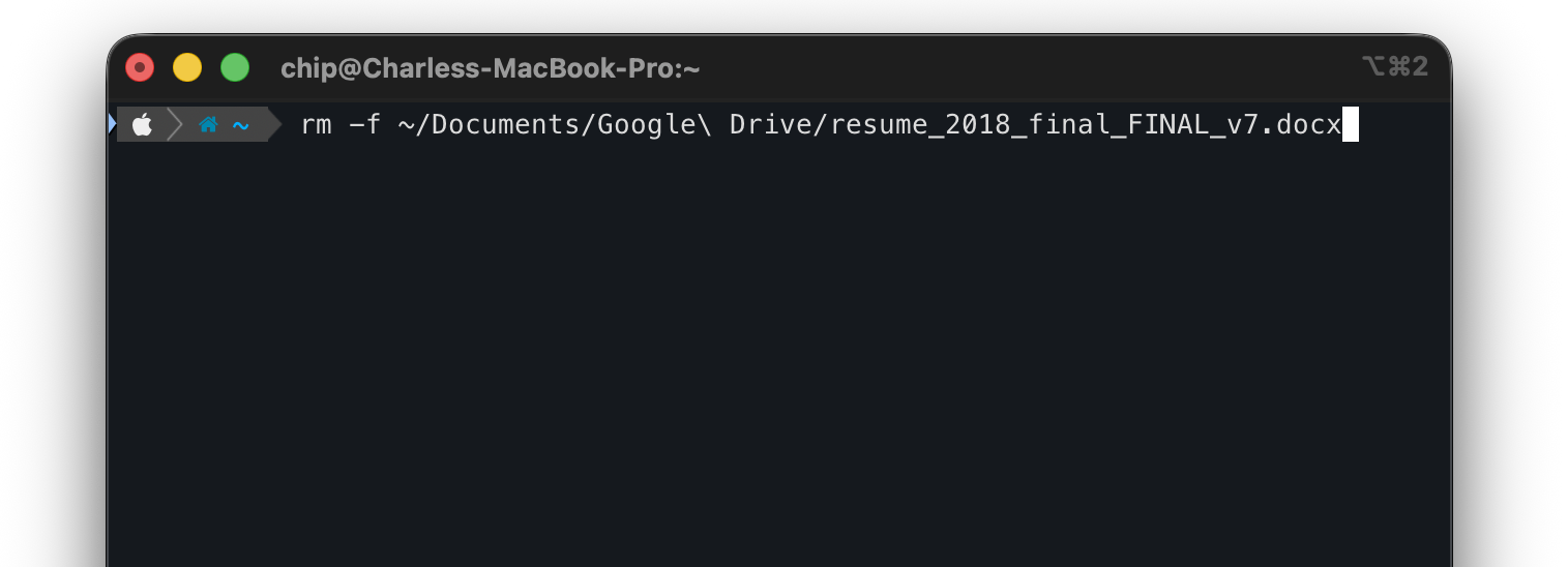rm -f resume_2018_final_FINAL_v7.docx
